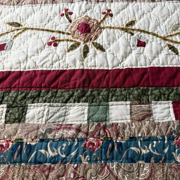 Vintage Patchwork Quilt 100x90 Floral Cottage Queen King Cotton - Picture 4 of 11